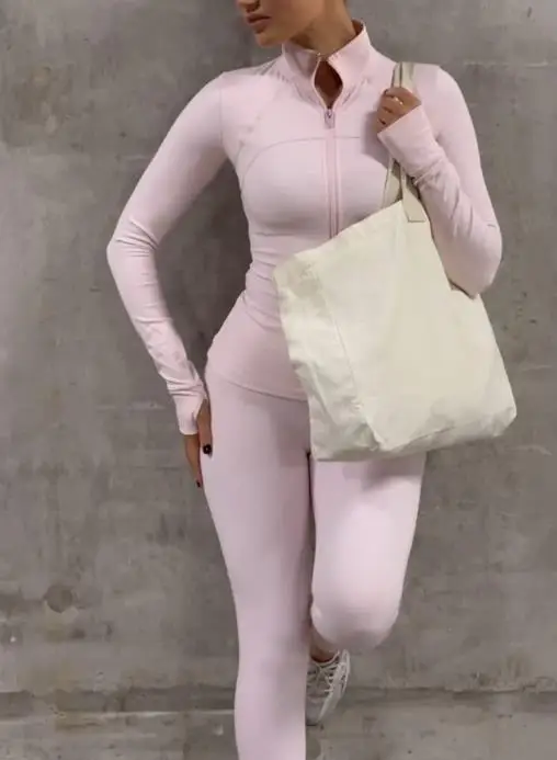 

Women's Sports Yoga Style Long Sleeved Jacket And Pants Set Autumn Winter 2025 Casual Comfortable Active Wear Clothing