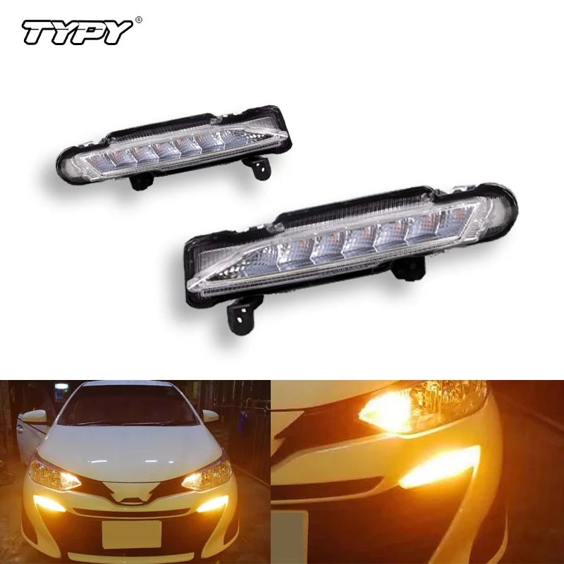 

TYPY Car Flashing 1 Pair LED Daytime Running Lights For Toyota Yaris 2017 2018 2019 DRL Car Fog Cover Bumper Light