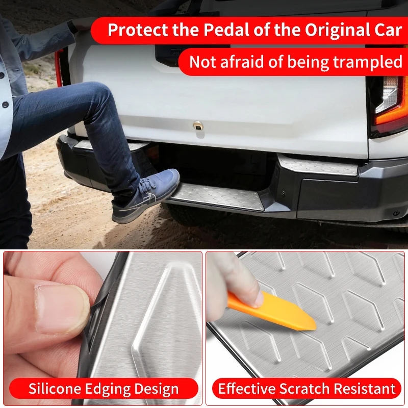 For Toyota Hilux SR5 2026 Pickup Truck Rear Bumper Protector Step Cover Anti-Scratch Guard Exterior Styling Upgrade Accessories