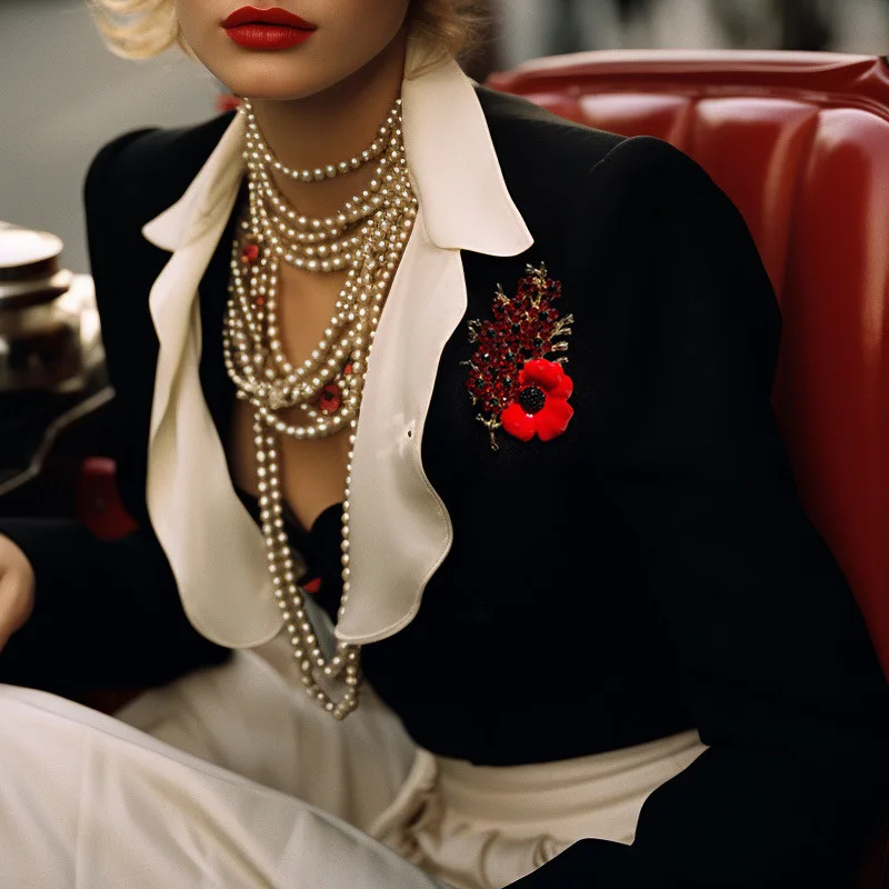 Broches tendance en émail doré avec strass et motif de fleur de coquelicot pour femme, bijoux fantaisie en zircon, idéales pour les fêtes, costumes ou comme cadeau.