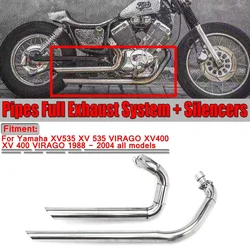 XV535 XV 535 Motorcycle Muffler Pipe Full Exhaust System+Silencers For Yamaha XV535 XV 535 VIRAGO XV400 XV 400 VIRAGO 1988-2004