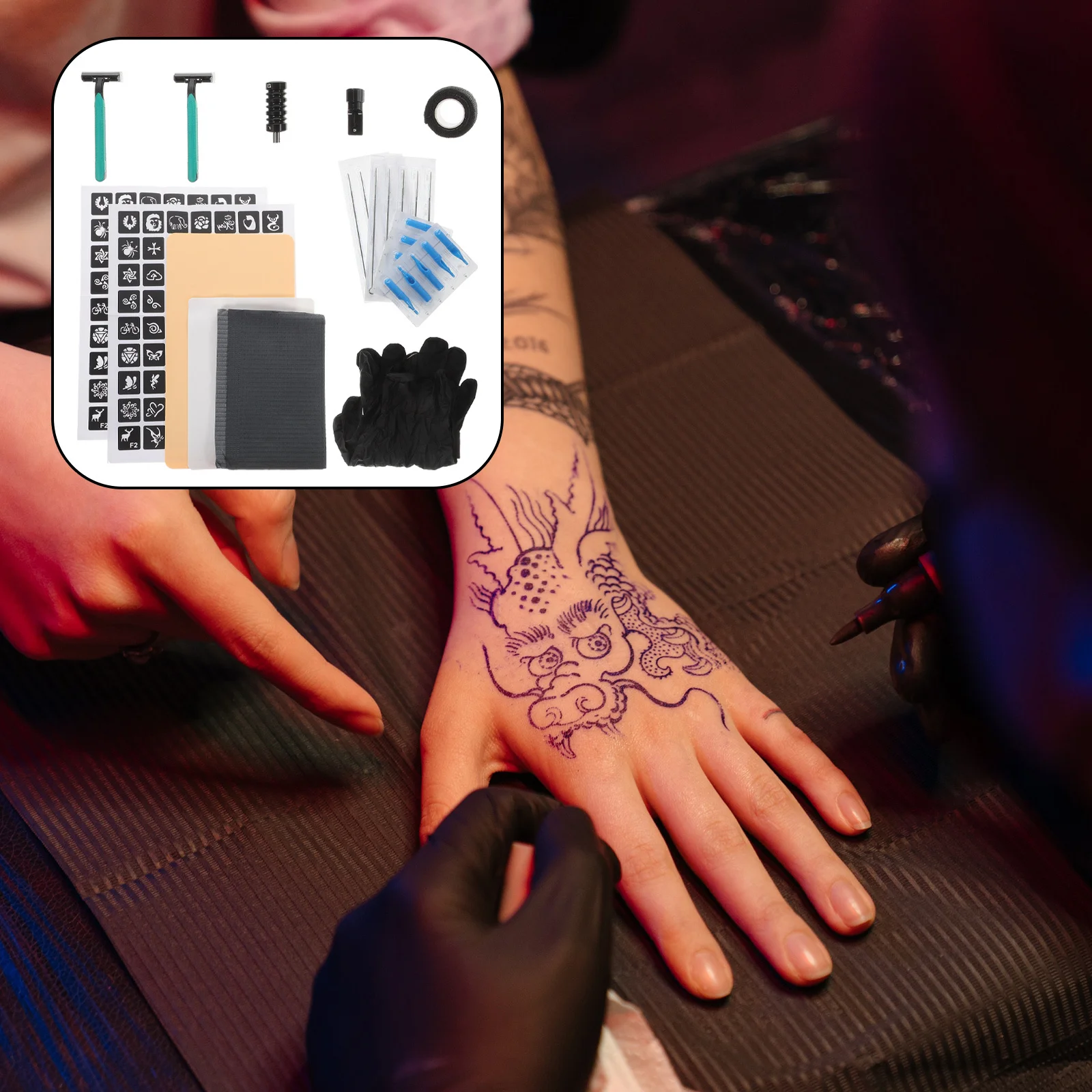 

1Set Tattoos Kit Pen Holder Lightweight Portable DIY Tattooing Kit Beginner Starter Professional Tool Tattoos Needles