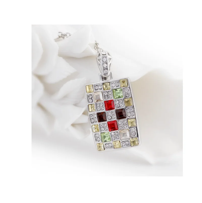gorgeous shine Crystal square Pendant Necklace sweater chain fashion Jewelry wed New Arrival Luxury quality birthday gifts girls
