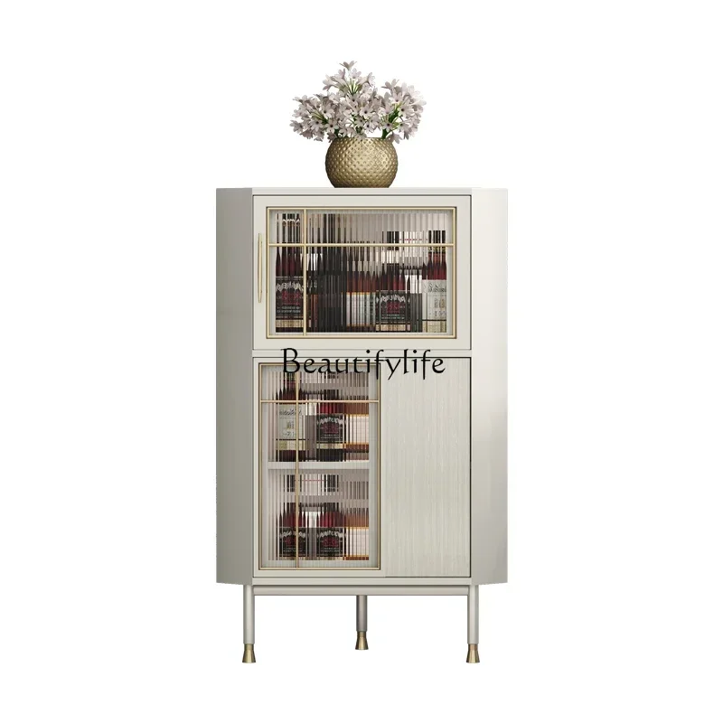 

yj32 Light luxury triangular glass modern simple living room solid wood corner corner cabinet