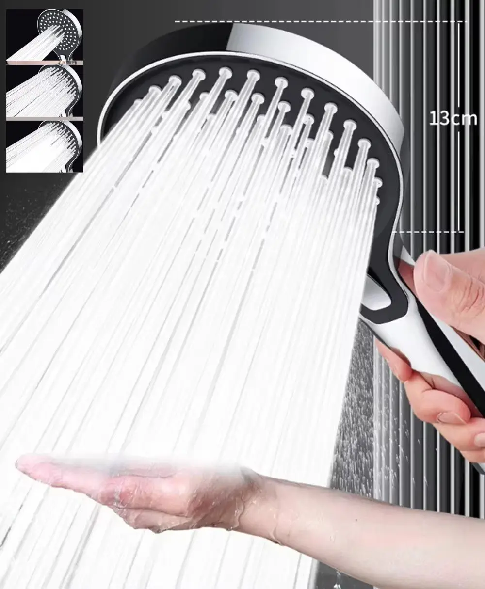 New 13CM Adjustable Shower Head 3 Mode Rainfall Shower Large Flow High Pressure Water Saving Shower Mixer Bathroom Accessories