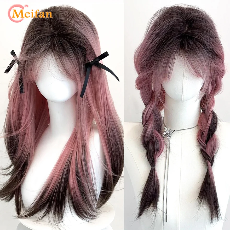 

Long Wavy Lolita Black Ombre Pink Wig Synthetic Lolita Wig Girl Cute Ombre Blue Pink Blonde Cosplay Party Halloween Wig for Wome