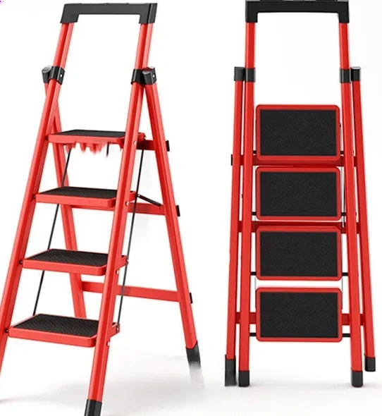 

Multifunctional Kitchen Step Stool Safety Folding Ladders Carbon Steel Thickened Indoor Herringbone Stair Telescopic Ladder Z