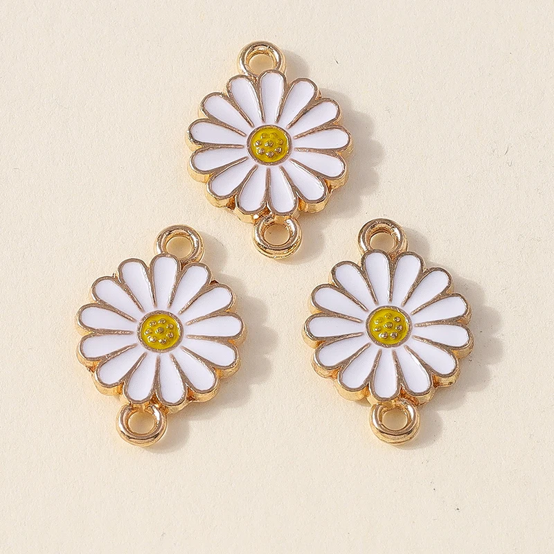 20 Stück modische, bunte Emaille-Blumen-Anhänger, Verbinder für die Schmuckherstellung, DIY-Halsketten, Armbänder, handgefertigtes Kunsthandwerk, Zubehör – Detail 19