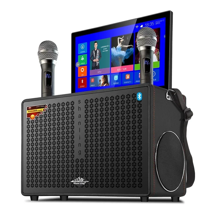 New 2023 Powered Active Outdoor Karaoke 10 Inch Speaker Stereo Wireless Screen Speaker Home Theatre Watch Movie Smart Speakers