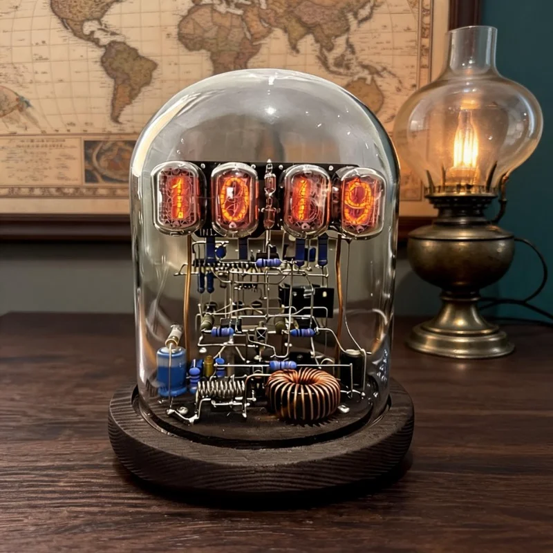 IN‑12 Nixie Tube Table Clocks Handmade DIY Desk Clocks Kit Point‑to‑Point Wiring Tabletop Clock Vintage Desktop Decoration