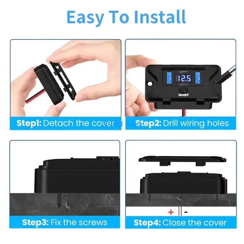 

U13C 4 Port Car Charging Power Adapter Supporting Multiple Devices Simultaneously For Marine Bus Truck