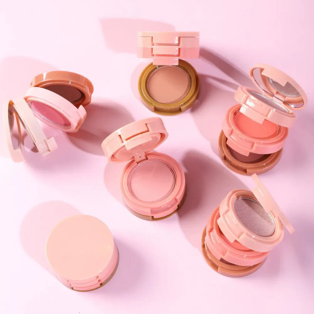 3 In 1 Matte Markeerstift Met Contouren Van Blush Palet Parelwitte Glanzende Oogschaduw Multifunctioneel Gezicht Make-Up Palet Vrouw Cosmetisch