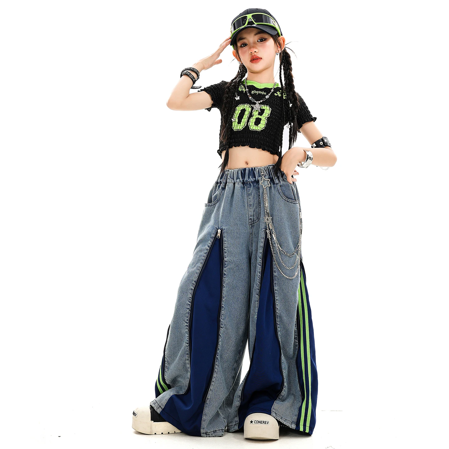 Ragazze Hip Hop Crop Tank Tshirt Denim Pantaloni cargo Bambini Street Dance Girl Group Costumi Bambini Streetwear Jazz Set di vestiti