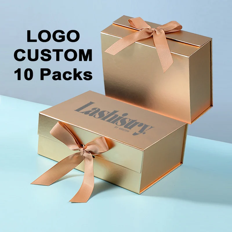 

Большая подарочная коробка с крышкой для подарка, 10 шт., золотые магнитные подарочные коробки с лентой, подарочная коробка для предложения подружки невесты, индивидуальный логотип