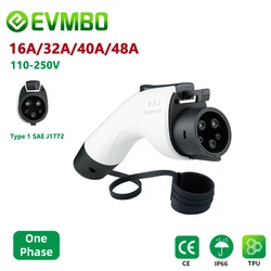 EVMBO Type1 SAE J1772 EV Car Charger Plug Connector 16A/32A/40A/48A 1 Phase for Electric Vehicle Charging Station EVSE Wallbox