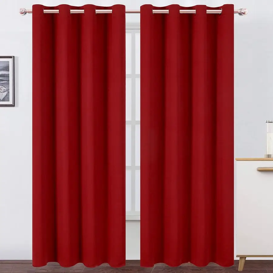 

Red Curtains 52 x 84 Inch Long Blackout Curtains Set of 2 Panels Room Darkening Thermal Insulated Bedroom Curtains Drape
