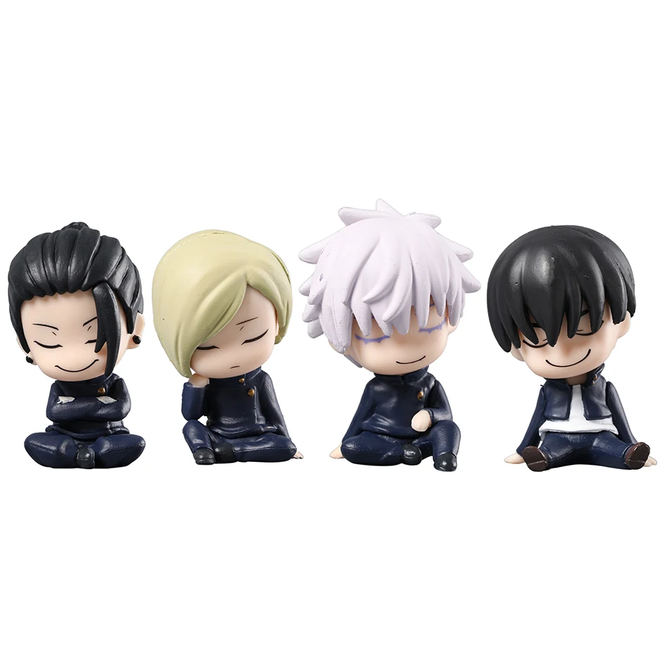 4pcs/set Anime Sleeping Satoru Gojo Geto Suguru Haibara Yu Nanami Kento Cute Toys Dolls PVC Figures Collectible Model Gift