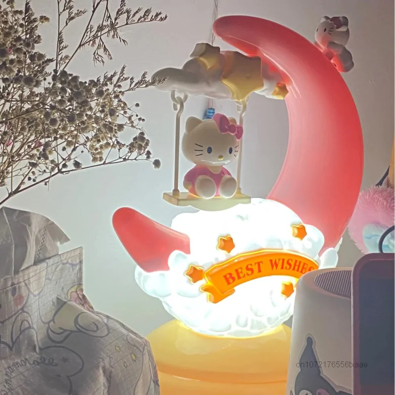 Sanrio Hello Kitty Cute Night Lights Y2k Women Cartoon Cloud Light Bedroom Bedside Small Lamp Tabletop Decoration Friends Gift