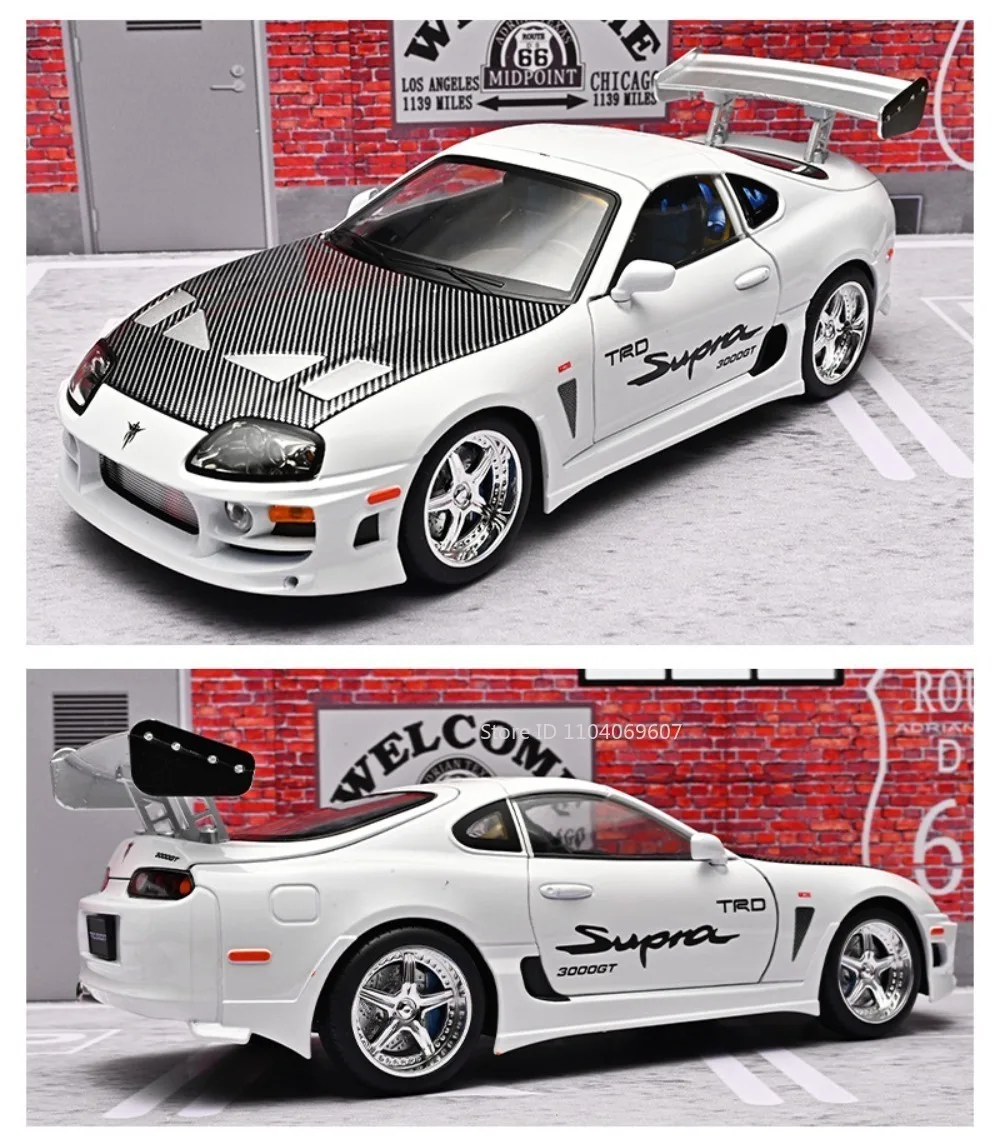 1:24 Scale Supra A80 911 GT3RS Supercar Model Toy Alloy Diecast Shock Absorption Doors Opened Sound Light Collection Sports Cars
