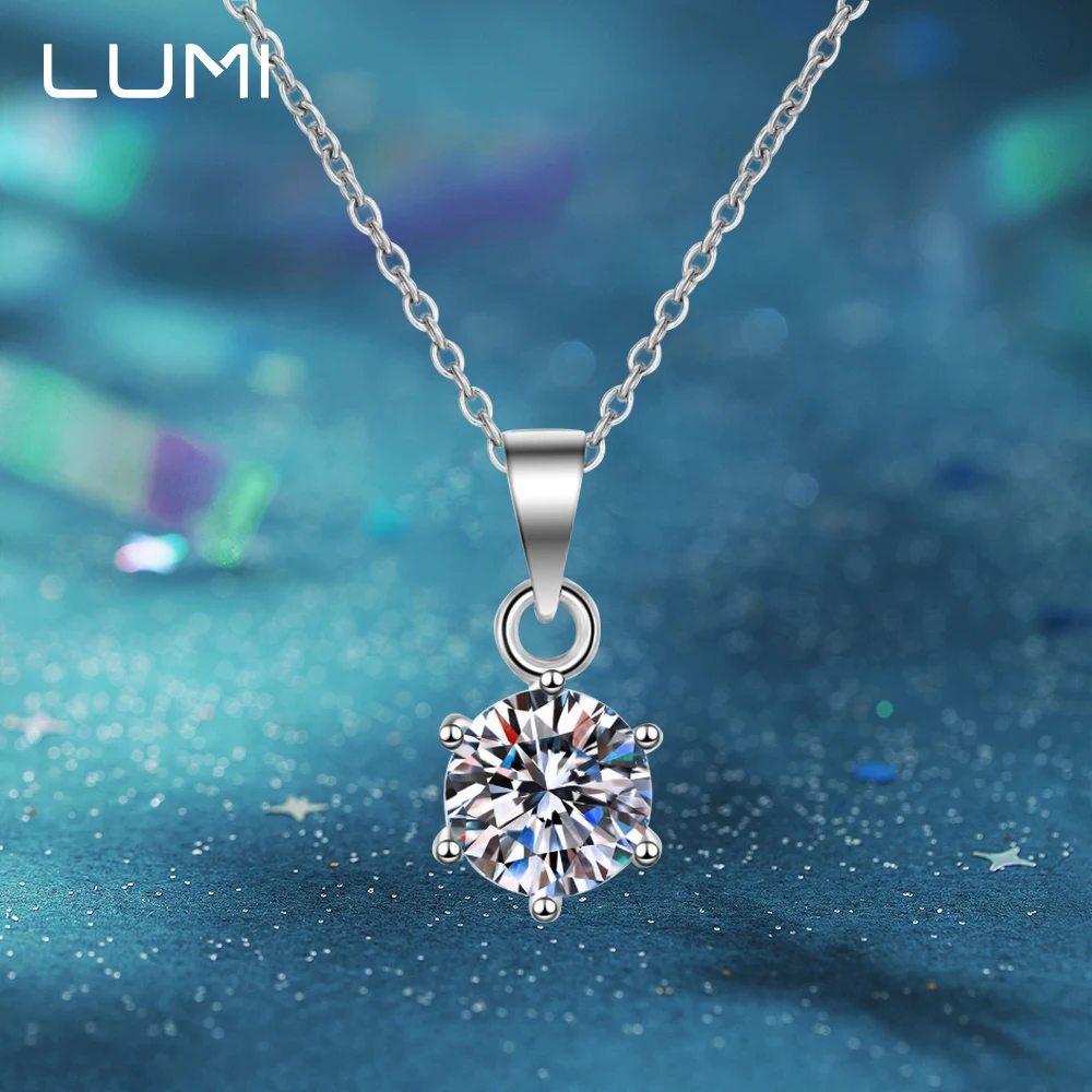 

0.5-3CT GRA Certified Solid Moissanite Necklace for Women S925 Sterling Silver Jewelry Diamond Pendant Girls Birthday Gift