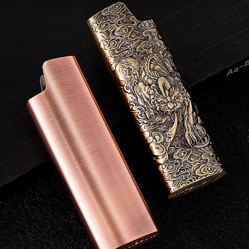 Full size BIC J6 Lighter Cover Inquiry 3D Animal Relief Metal Case Exploration proof Armor Large Holder