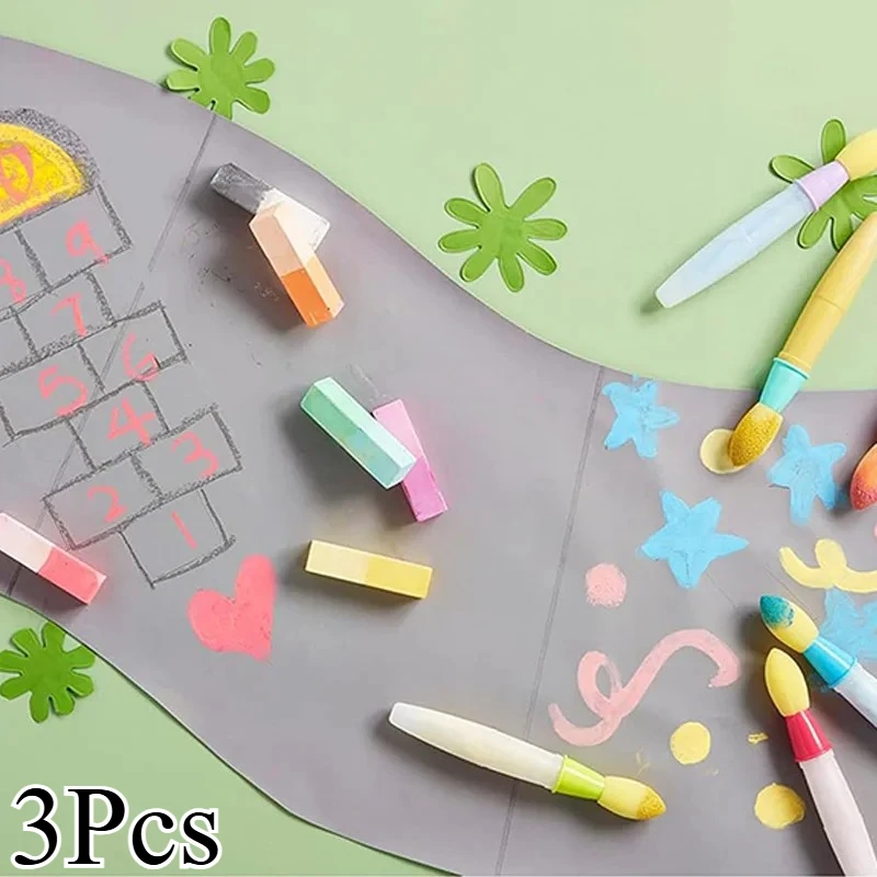 

3Pcs Sponge Chalk Brush - Suitable For Outdoor Creative Scenarios Such As Sidewalk Painting, Driveway Graffiti, And Wall Paintin