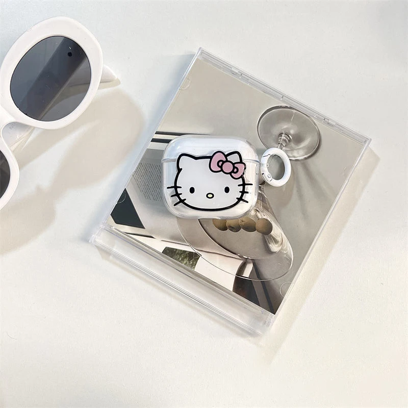 Sanrio Hello Kitty 3D kompatybilny z Bluetooth zestaw słuchawek PC twarda obudowa etui na słuchawki dla AirPods 1 2 Pro 3 Pro2 pokrowiec