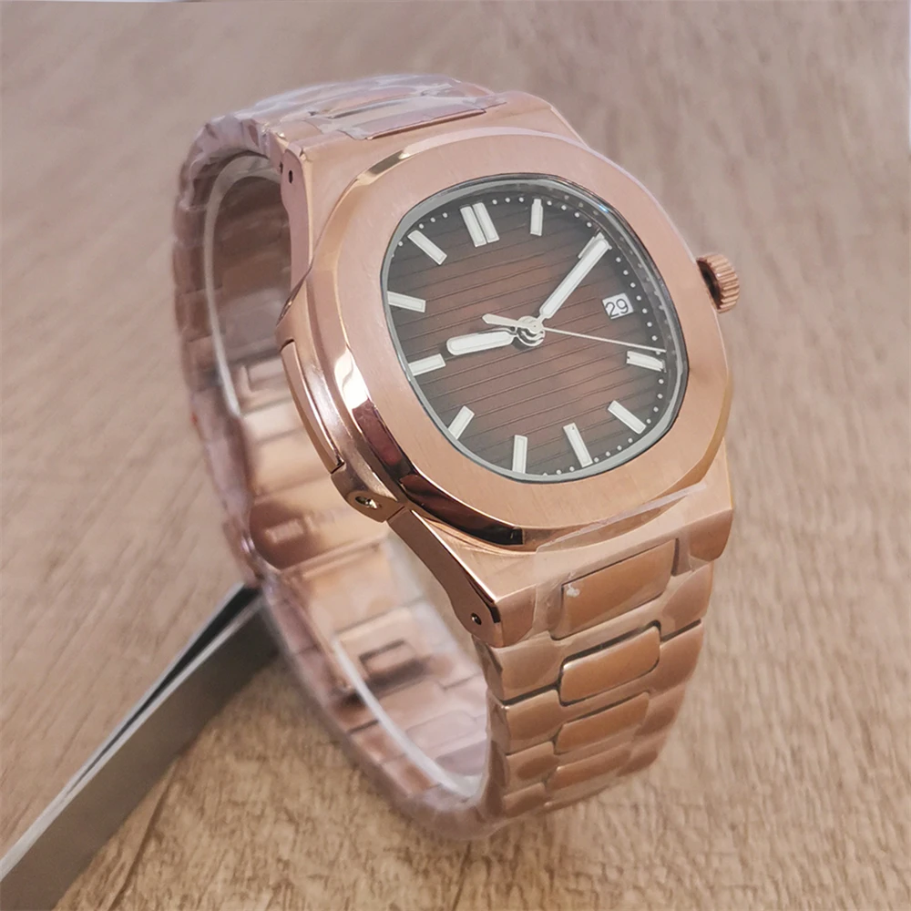 2023 New 41mm Men Women Mechanical Watch Rose Gold Sapphire Wristwatch Waterproof Green Luminous, Equiped with NH35 Movement