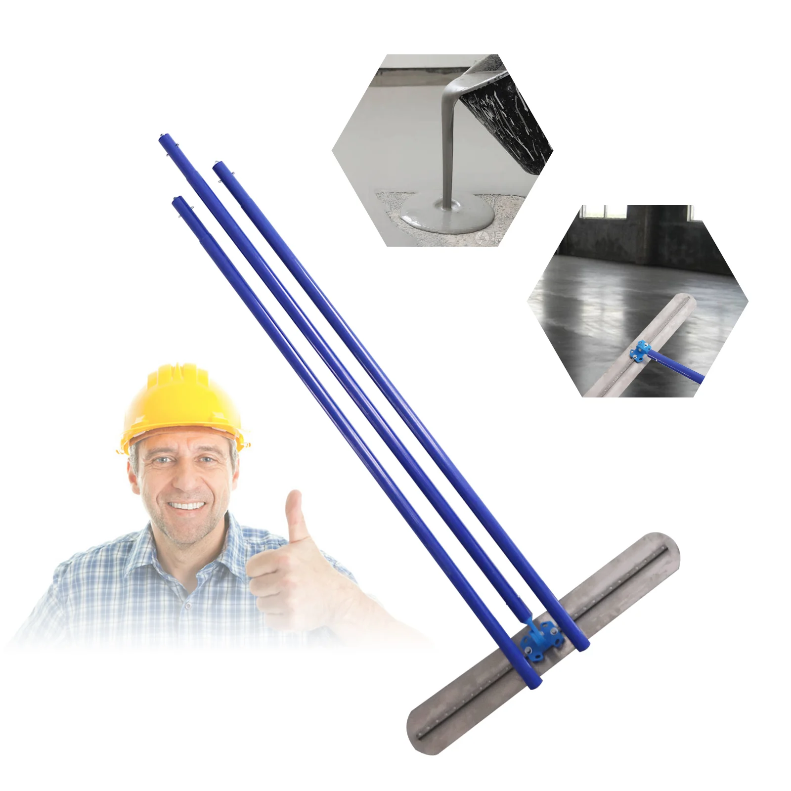 

Concrete Trowel with 3 Detachable Handles, Manganese Steel Aluminum Alloy Durable for Efficient Floor Smoothing Plastering