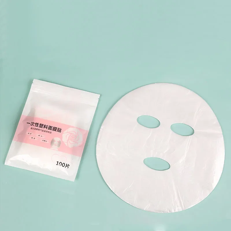 100Ps 使い捨て顔プラスチック紙透明 PE マスクフィルムフルクリーナーマスクネックステッカーラップ美顔健康ツール