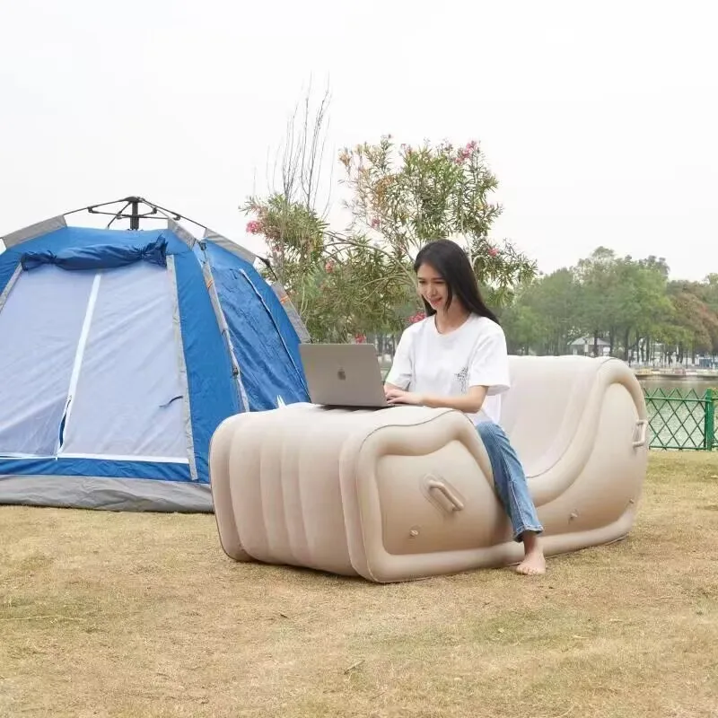 Modern Inflatable Large Sofa With Arm For Travel Beach Camping Portable Folding Sofa Bed Lounge Chair Outdoor Garden Furniture