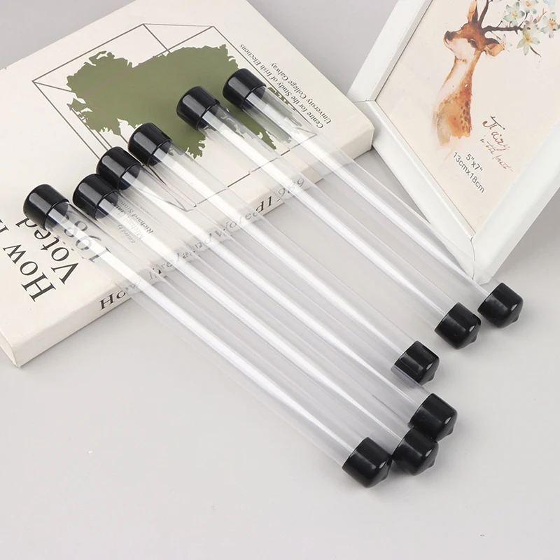 Transparente PVC Pen Storage Box, Rotating Pen Storage Tube, Clear Pen Cases, Escola e Material de Escritório, Round Tube Tool