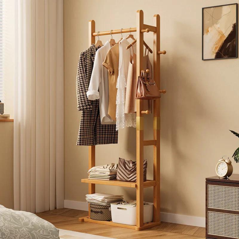 AOLIVIYA Bedroom Standing Coat Rack Floor Hat Hanger Clothing Storage Rack Indoor Pole Integrated Organizer