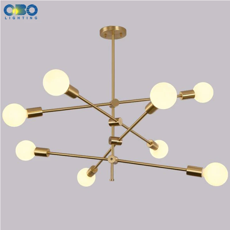 Nordic Pendant Lamp Iron Gold E27 LED Modern Indoor Lighting Luxurious 4/6/8 Heads for Living Room Decor Loft Pendant Lights