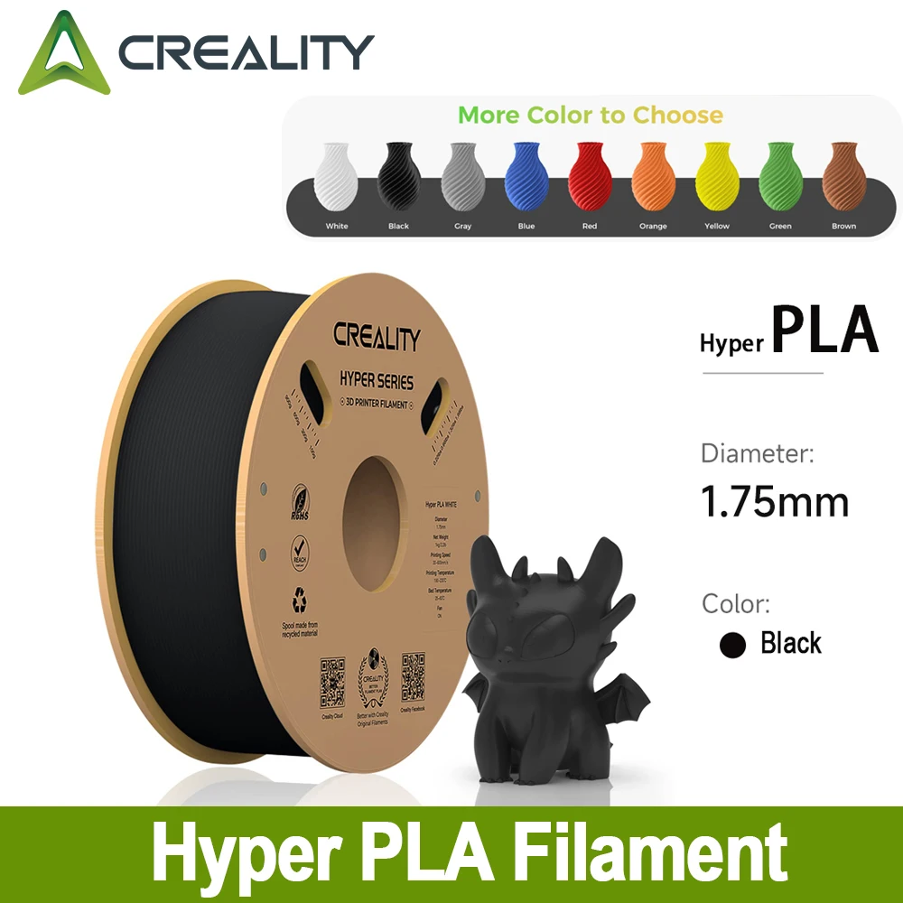 

Пластиковая нить Creality Hyper PLA 1,75 мм, 1 кг (2,2 фунта), предназначенная для высокоскоростной печати, подходит для большинства принтеров FDM