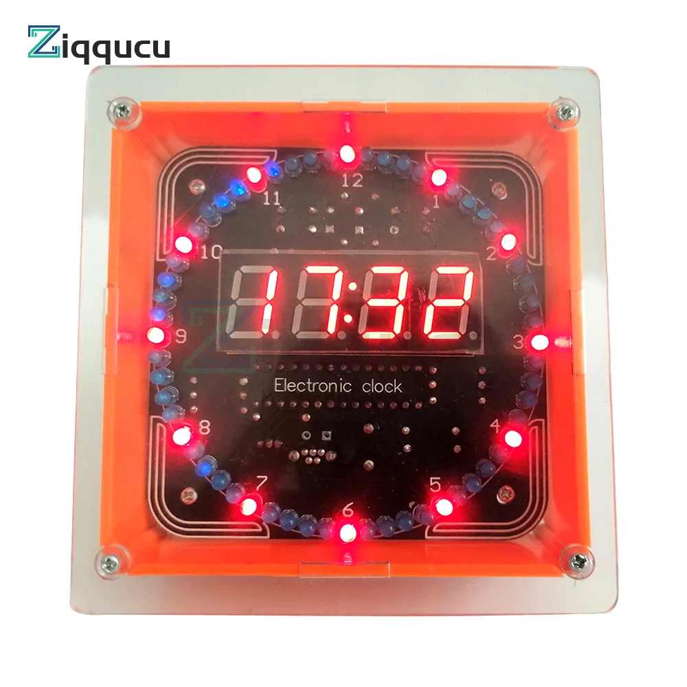 Digital DIY Electronic Clock Kit Light Control Rotation Digital LED Time Display & Temperature Tool Set for Soldering Practice