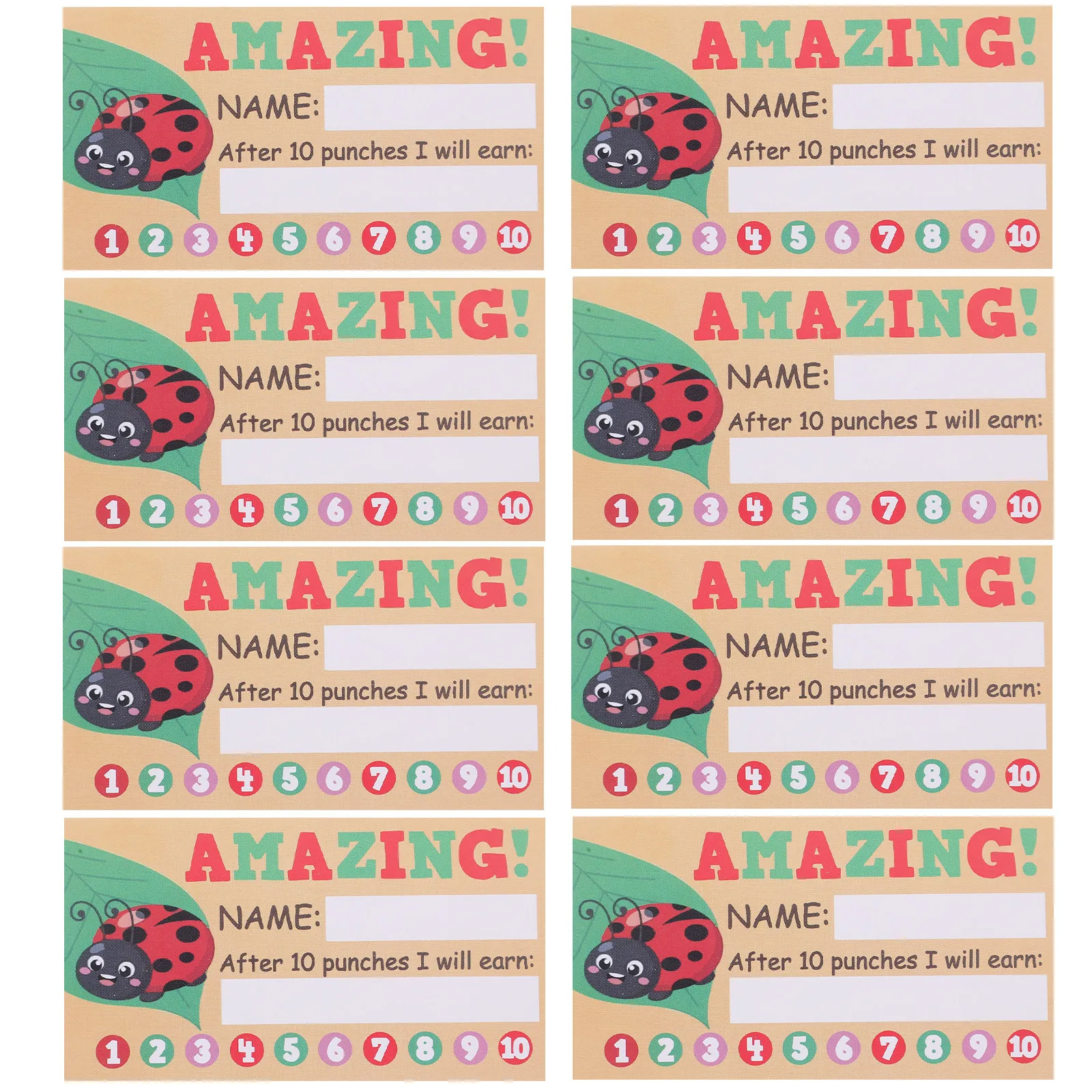 50Sheets Multifunctional Punch Cards Encouragement Reward Cards for Elementary Students Portable Classroom Teaching Supplies