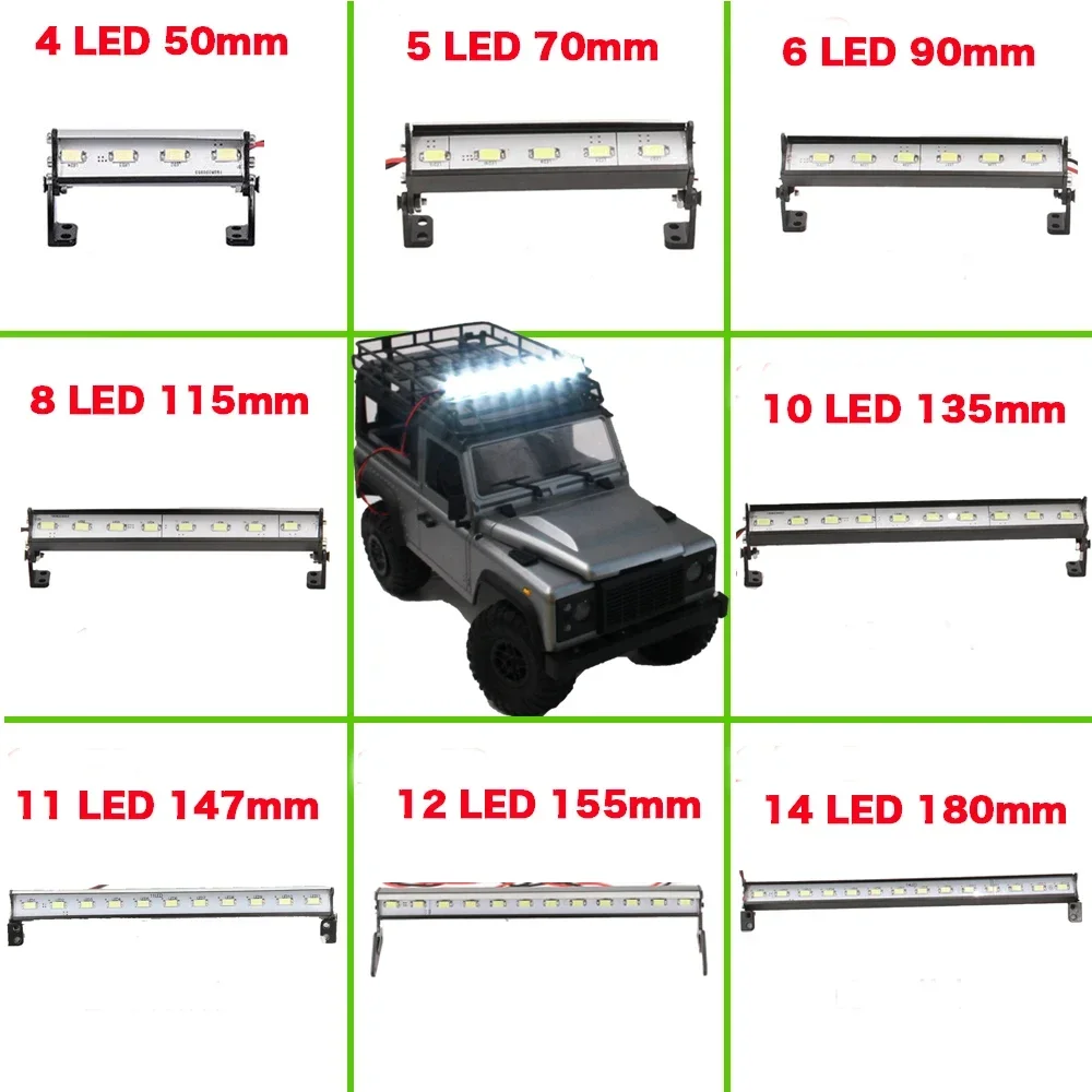 RC Car 4/5/6/8/10/11/12/14LED Roof Lamp Bright Light Bar & 3CH Switch for RC Crawler D90 Axial SCX10 SCX24 WPL Jeep Wrangler