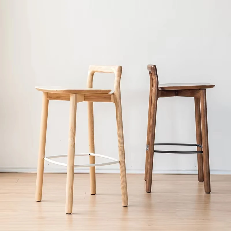 Modern simple solid wood non-folding non-rotating high stool living room dining room