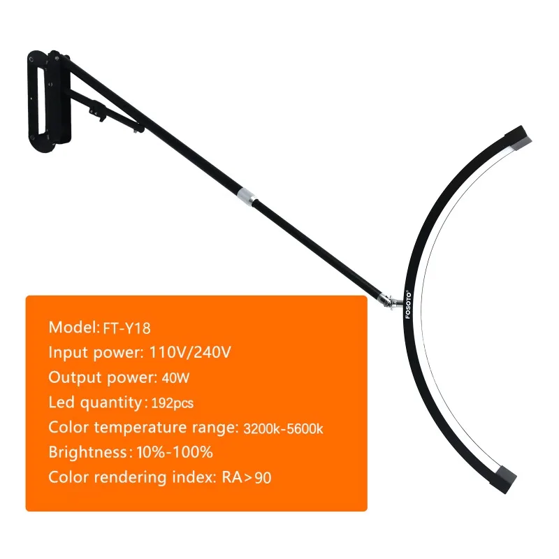【2026】FOSOTO Golden Ceiling Light For Barbershop Wall Mounted Half Moon Light Lamp For Lashes With Phone Holder Photographic Lig