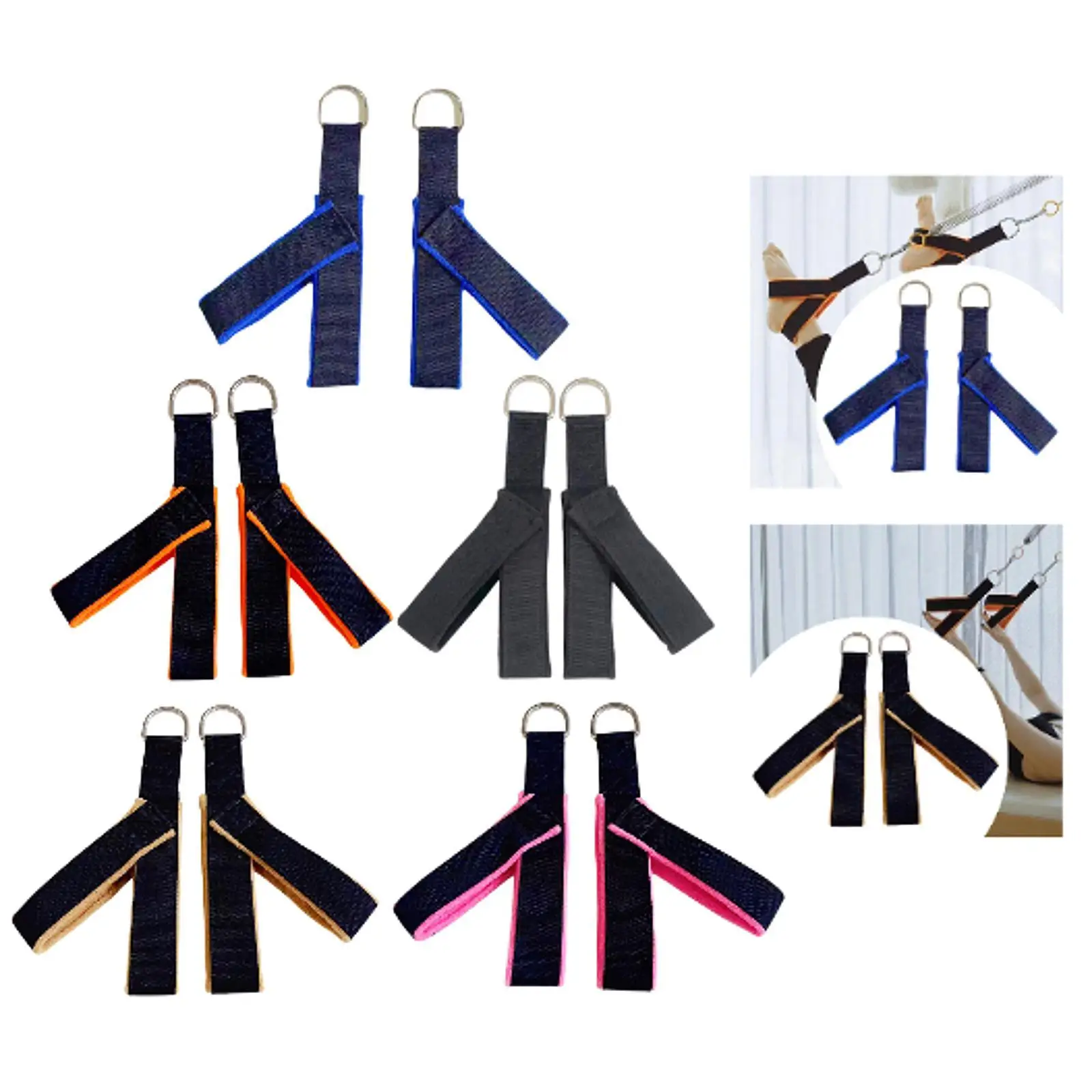 

2 Pieces Pilates Straps Core Flexible Y Loops Strength Training D Ring Yoga Straps for Women Home Studio Adults Beginner