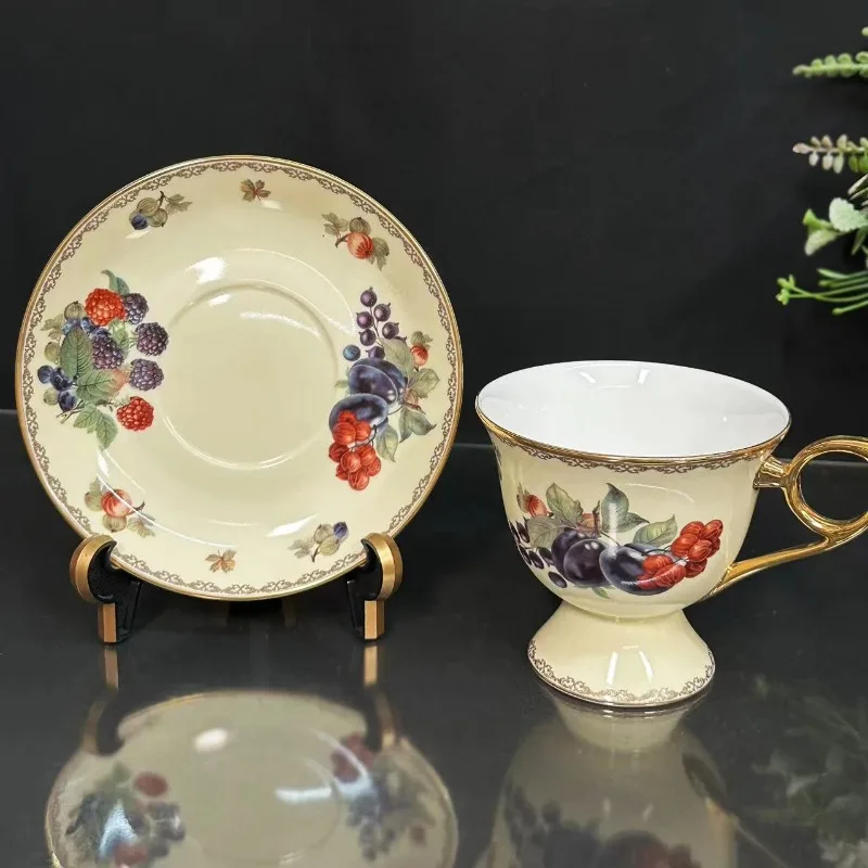 New High Bone European Court Style Coffee Cup Set, Afternoon Tea Set, European Style Black Tea Cup with Spoon Free High-end Gift