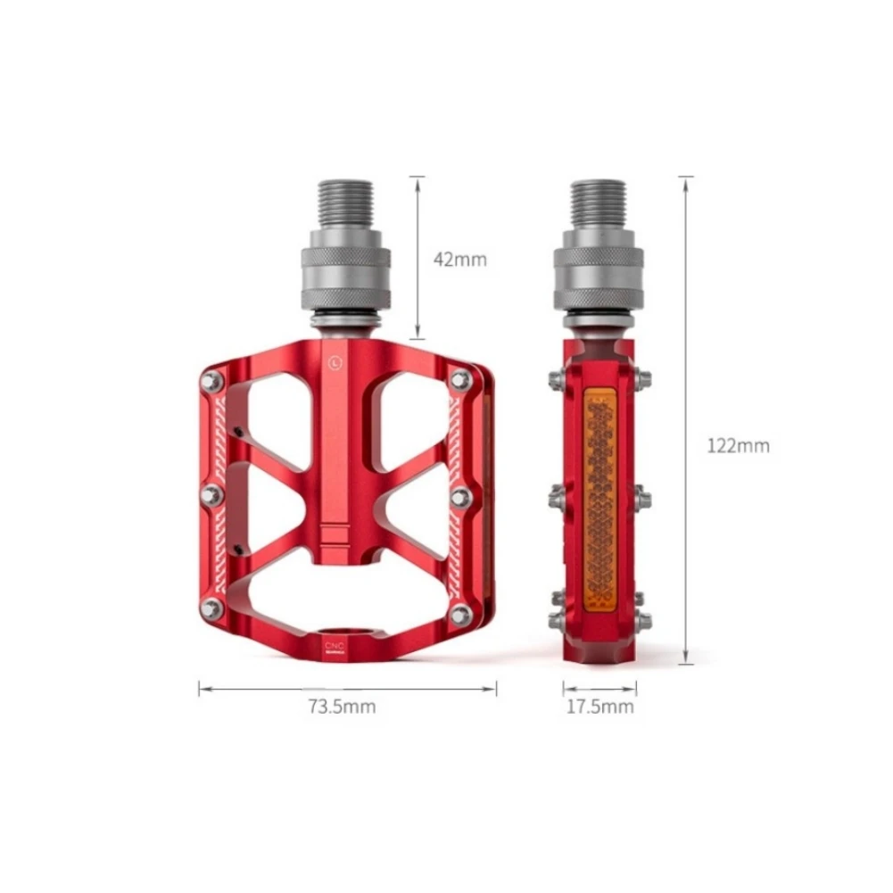 1 Pair Reflective Bike Pedal 3 Bearings Non-Slip Pedals Alloy Flat Folding Bicycle Pedals For Brompton Folding Bike Replace Part
