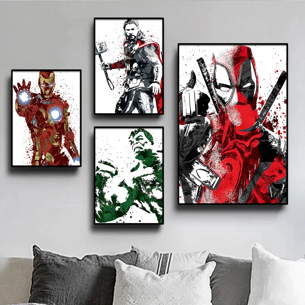 Disney Classic Movie Avengers Marvel Poster Canvas Painting Hulk Iron Man Thor Deadpool Room Decor Wall Art Decorate Gift Cuadro