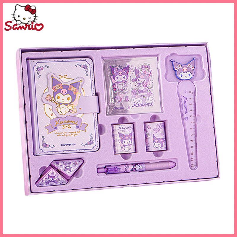 Sanrio Anime Cute Kuromi Children's Learning Melody Pack Student Stationery Writing Set Gift Box Notebook School Birthday Gifts