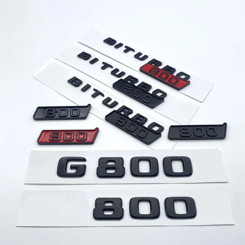 3D ABS Black Silver Letters  G800 800 BITURBO Emblem for Mercedes Benz Brabus G Car Fender Trunk Rear W464 Logo Sticker