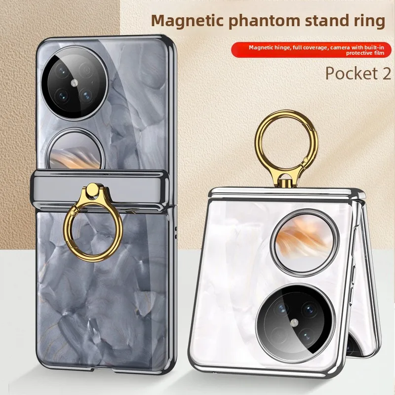 

Compatible with Huawei Pocket 2 Electroplated Transparent Phone Case - Mid-Axis Magnetic Folding Full-Body Protective Cover