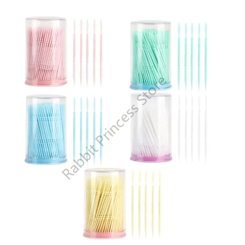 

BX0F Double Tip Mouth Care Toothpicks Reusable For Teeth Spaces Blue Portable Case