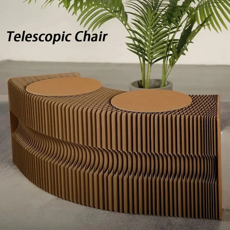 Foldable Chair Living Room Kraft Paper Telescopic Chairs Nordic Portable Stool Comfortable Interior Bench Relax Modern Furniture