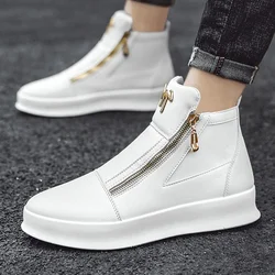 High Top casual sneakers for Men brand short boots fashion street style white leather luxury platform skateboard sport shoes